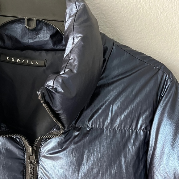 Metallic Blue Puffer Jacket - Picture 6 of 12